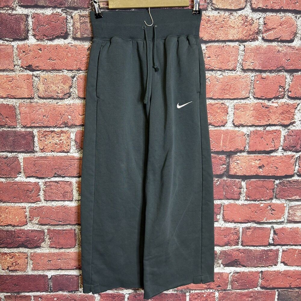 Nike Sweatpants Womens XS Green Phoenix Fleece Wide Leg High Waisted Casual
